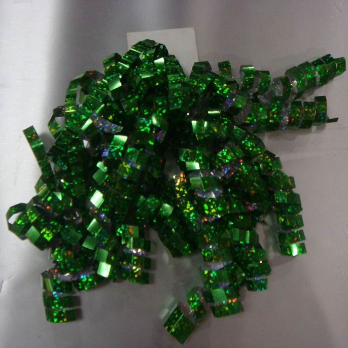 PL830602--Green Laser Curly Ribbon Bows For Gift Decoration