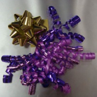 PM830503-- PP Metallic Curled Ribbon, Purple Pink Rose Color Combinations Curling Ribbon Bow