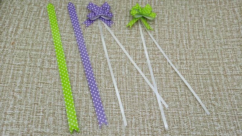 PP860101--12MM 25CM Dots Printed Ribbon Pull Bows