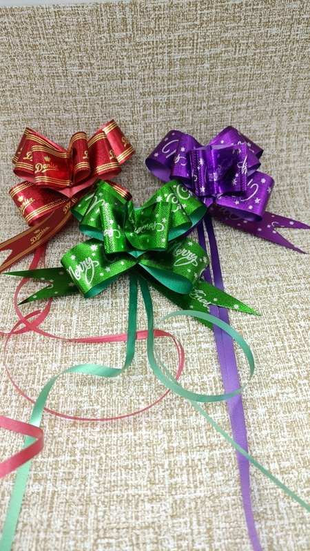 PMEP860402--30mm 50cm 亮面金屬色壓紋印花拉花蝴蝶結(jié)