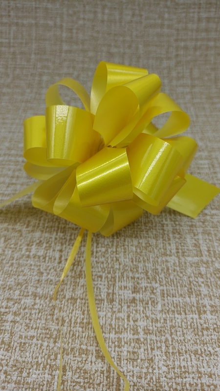 PC870202--4'' Shiny Plastic Pull String Ribbon Flower Bow for Holiday Party Birthday Decoration