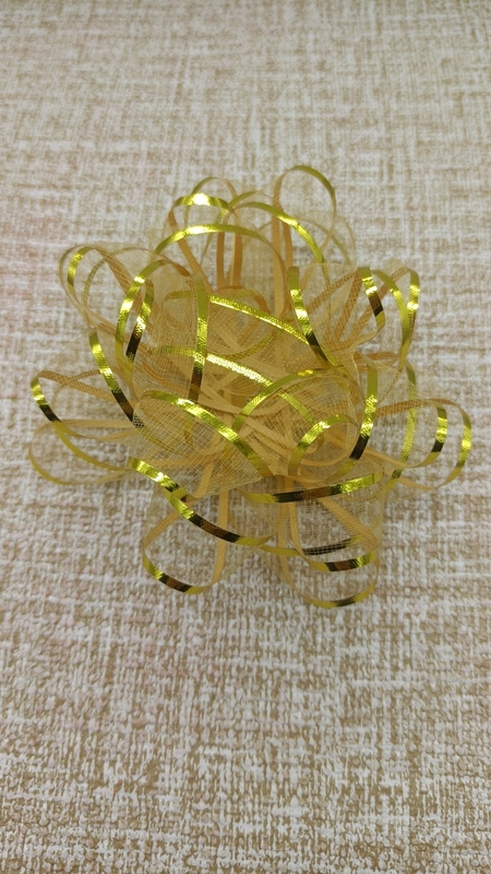 DOPM810401--4'' Metallic Gold Line Organza Gift Bow for Wedding Holidays Party Decoration 