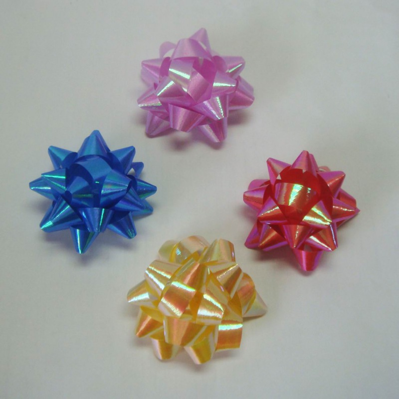 PR8105- Iridescent Rainbow Colorful Plastic Star Ribbon Bows